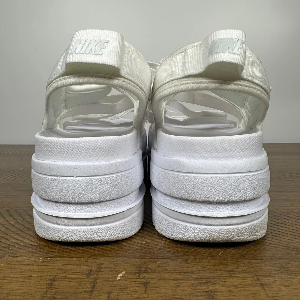 Nike Sandals Womens 10 White Icon Classic Platform Strappy Streetwear